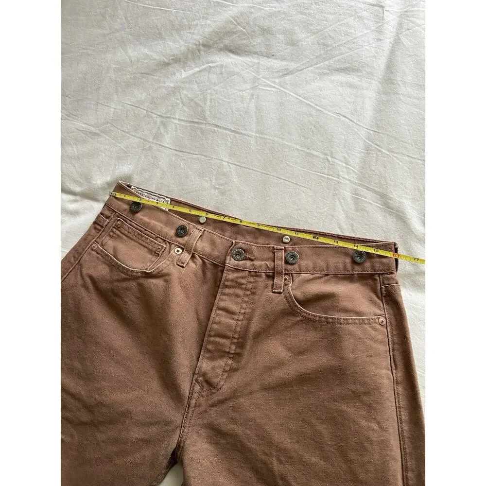 Levi’s Brown Duck Canvas Jeans Button Fly Cinch Buckle Back Relaxed Men’s 32x30